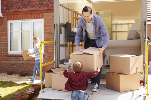 House removals planning in Hornchurch with boxes and furniture ready for transport