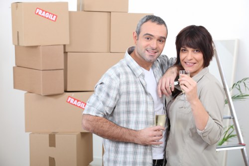 A removals team handling access challenges in Hornchurch